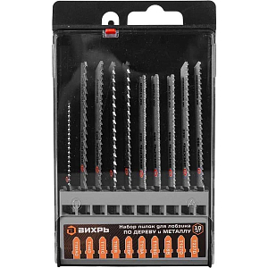 Пилка для лобзика по дереву и металлу набор 10шт Вихрь