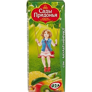 Сок Сады Придонья мультифруктовый 0,2л