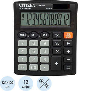 Калькулятор настольный КОМПАКТНЫЙ CITIZEN бухг. SDC812(BN/ NR) 12 разряд DP