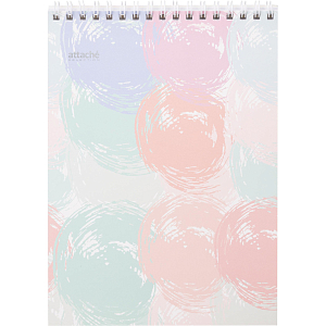 Блокнот А5,80л,кл,греб.верх,обл.мат.лам. Attache Selection Pastel Круги