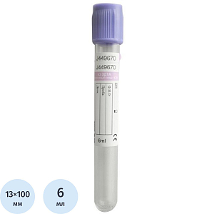 Вакуумные пробирки с ЭДТА-К3 6 мл, 13х100 мм, Cerebrum 100шт/уп