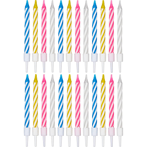 Свеча для торта -мини 2-х цветные 24шт/уп с держателями 6см (6024918)MC