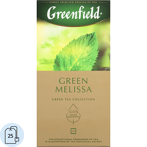 Чай Greenfield Green Melissa зеленый фольгир.25пак/уп 0435-10