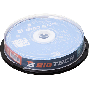 Носители информации Bigtech YCDRWB002 CD-RW/700 МБ/12x/10шт/уп cake box