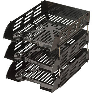 Лоток горизонтальный для бумаг Attache 3шт/наб на металл стерж черный