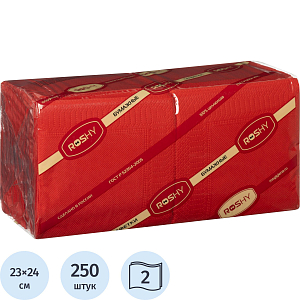 Салфетки бумажные 2 сл 23х24 см красные 250 шт/уп