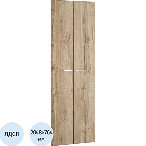 Двери Комус Мебель К-Loft 2шт. 241H005 764х16х2048 дуб натур с белой ручк