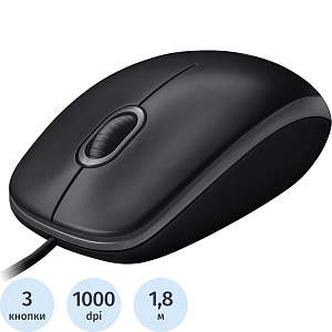 Мышь компьютерная Logitech USB OPTICAL B100 910-006605