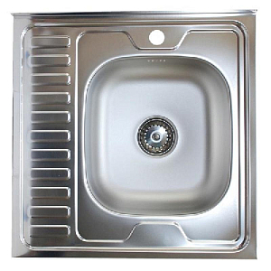 Мойка КМ_Накладная нерж.сталь 600x600 с сифоном