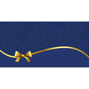 Конверт открытка  Синяя с золотым бантом, 10 шт/уп, КД-250