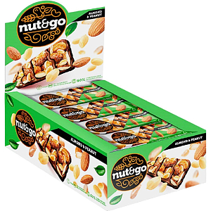 Батончик миндаль арахис Nut&go с арахисовой пастой 18 шт/уп