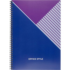 Бизнес-тетрадь А4,96л,обл.карт,греб,кл,Office Style,синяя