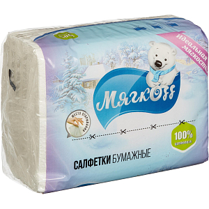 Салфетки Мягкоff 2-сл. 22х15,5 белые V-слож 100шт./уп с клапаном