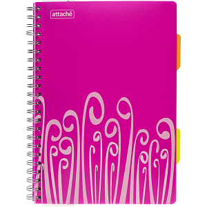 Бизнес-тетрадь А4,140 л,пласт обл, с разд,спир,ATTACHE FANTASY,розов