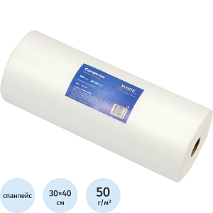 Салфетка спанлейс в рулоне 30х40, белый, пл.50, 100шт/рул, 10286(0865)