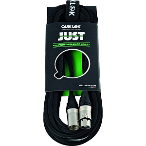 Кабель микрофонный Quik Lok Just MF 1 SL, метал. разъемы XLR/F - XLR/M, 1м
