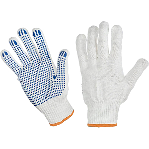 Перчатки защитные трикотаж.ПВХ Точка 6 нитей 62г 10 кл руч овер 10пар/уп
