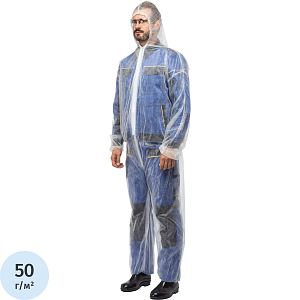 Комбинезон одноразовый Каспер 50 гр/м2 ламинированный белый р-р XXL 1 шт/уп