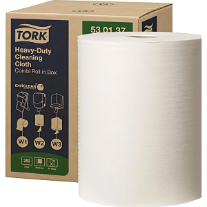 Материал протирочный нетканый Tork W1/W2/W3 280лx1рул/кор, белый 530137