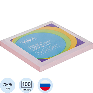 Стикеры ATTACHE Bright colours с клеев.краем 76х76 розовый 100л