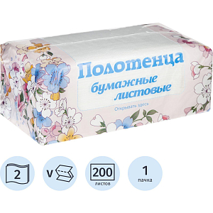 Полотенца бумажные д/держ. SKARA V- сложения, 2 сл., 200 лист/уп._СПБ