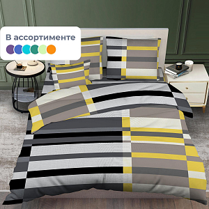 Постельное белье 1,5сп бязь 145гр/м2 цветная (нав.50х70-1шт) микс