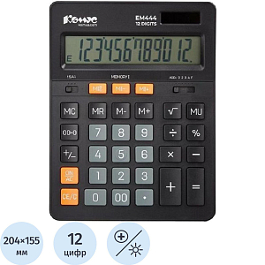 Калькулятор настольный ПОЛНОРАЗМ. КОМУС EM444, 12-р,дв.пит,204x155мм,черн