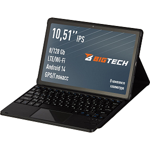 Планшет BigTech С2 10.51 8/128 ГБ LTE Wi-Fi с клавиатурой серебристо-белый
