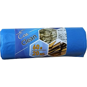 Мешки для мусора ПНД 60л 10мкм 20шт/рул синий 58х68см_СПБ