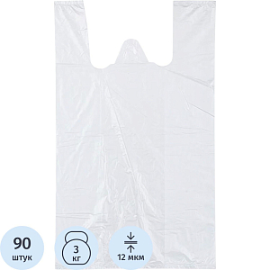 Пакет-майка ПНД 24+12х44 12мкм 90 шт./уп. Белая Эконом