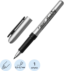 Маркер перманентный BIC резиновый грип, черный, 0,7мм