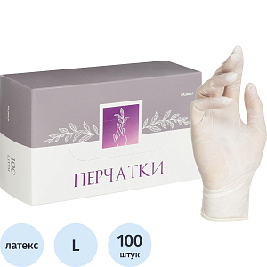 Перчатки мед. смотров. латекс, н/о, (L), 50 пар/уп