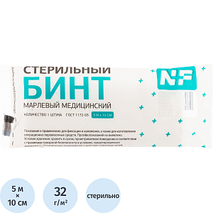Бинт стер. 5мх10см, пл.32г Ньюфарм ШК80636/36960