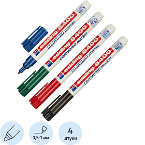 Набор маркеров для CD EDDING E-8400/4S 0,5-1 мм, 4 цвета