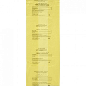 Пакет для мед.отходов кл.Б желтый 600х1000х18мкм, 100л, 100 шт/уп, ПТП Киль