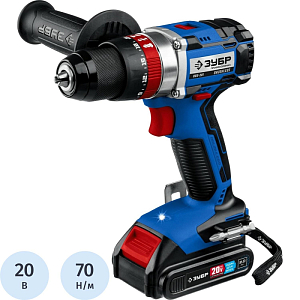 Дрель-шуруповерт аккум. бесщеточная ударная ЗУБР DBS-201-22, 20 В, 2 АКБ