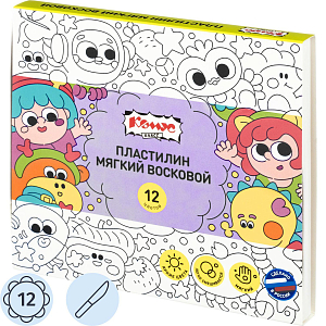 Пластилин мягкий восковой Комус Класс Миники 12 цв/наб, 180 г, со стеком