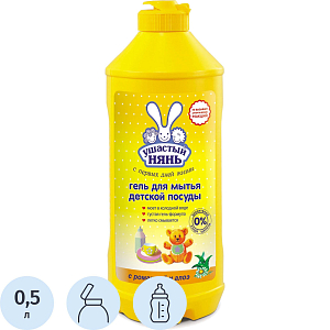 Средство для мытья посуды детское УШАСТЫЙ НЯНЬ с ромашкой 500мл гель