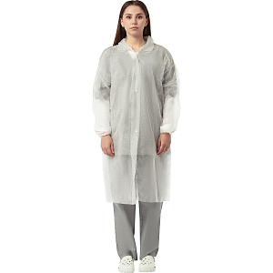 Халат н/с процед, рук.рез, на липч, XL, дл.110см, пл 25, белый, 10шт/уп