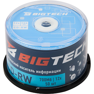 Носители информации Bigtech YCDRWB001 CD-RW/700 МБ/12x/50шт/уп (бокс)