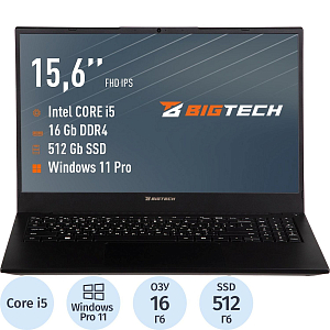 Ноутбук BigTech R157(R157-I4B9WTPM) i5-1235U/16Gb/512Gb SSD/15.6/W11P