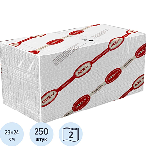 Салфетки бумажные 2 сл. 24х24 белые 250 шт./уп_Л