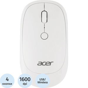 Мышь компьютерная Acer OMR138 белый (1600dpi) WLS USB (4кн) (ZL.MCEEE.01L)