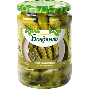 Корнишоны Консервация Огурцы Бондюэль марин.(3-6) с/б, 540г