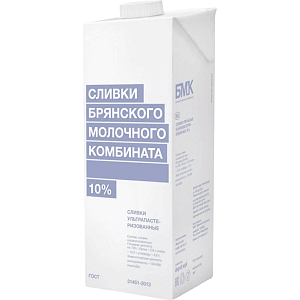 Сливки БМК ультрапастеризованные 10%, 1кг