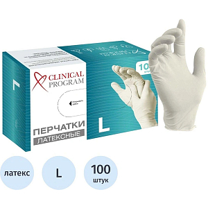 Перчатки мед. смотров. латекс, н/с, н/о, CP (L), 5,5 гр. 50 пар/уп (TG)