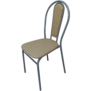Стул металлический с мягкой спинкой титан-бежевый 4353