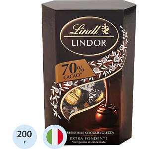 Конфеты LINDOR из горьк шоколада нач из темного трюфеля.какао мин.70%,200г