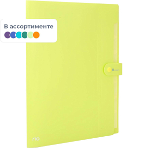Папка органайзер Rio на кнопке  A4 8отделений РР 0,6мм в ассортим EB40102