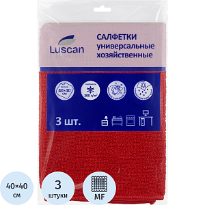Салфетки хозяйственные Luscan Professional 300г/м2 40х40см 3шт/уп красные
